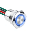 WD22D1-P2-E 22mm Düz Yaylı Işıklı Kablolu Metal Buton - Mavi