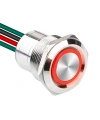 WD22D1-P2Z-E 22mm Düz Anahtarlı Işıklı Kablolu Metal Buton - Kırmızı