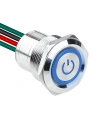 WD22D1-P2Z-EC 22mm Düz Anahtarlı Işıklı Power Kablolu Metal Buton - Mavi