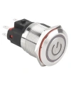 WD22E-P1Z-EC 22mm Düz Anahtarlı Işıklı Power Metal Buton - Beyaz