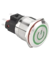 WD22E-P1Z-EC 22mm Düz Anahtarlı Işıklı Power Metal Buton - Yeşil