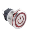 WD25B-P1-EC 25mm Düz Yaylı Işıklı Power Metal Buton - Kırmızı