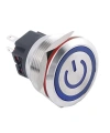 WD25B-P1-EC 25mm Düz Yaylı Işıklı Power Metal Buton - Mavi