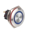 WD28B-P1-E 28mm Düz Yaylı Işıklı Metal Buton - Mavi
