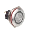 WD28B-P1-EC 28mm Düz Yaylı Işıklı Power Metal Buton - Beyaz