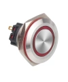 WD28B-P1Z-E 28mm Düz Anahtarlı Işıklı Metal Buton - Kırmızı