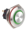 WD30B-G1-E 30mm Çıkık Yaylı Işıklı Metal Buton - Yeşil