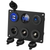 3lü Dişi Çakmaklık Soketi 2x5V USB Voltaj Göstergeli ve Mavi Nokta Işıklı Anahtar Switch Panel