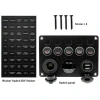 5li ON-OFF Kırmızı Nokta Işıklı Anahtar Switch Panel 2x5V USB Çakmaklık ve Voltaj Göstergeli