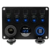 5li ON-OFF Mavi Nokta Işıklı Anahtar Switch Panel 2x5V USB Çakmaklık ve Voltaj Göstergeli