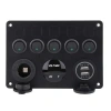 5li ON-OFF Yeşil Nokta Işıklı Anahtar Switch Panel 2x5V USB Çakmaklık ve Voltaj Göstergeli