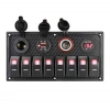 8li ON-OFF Kırmızı Işıklı Anahtar Panel 2x5V USB 2xÇakmaklık ve Voltaj Göstergeli