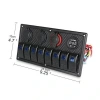8li ON-OFF Mavi Işıklı Anahtar Panel 2x5V USB 2xÇakmaklık ve Voltaj Göstergeli