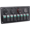 8li ON-OFF Yeşil Işıklı Anahtar Panel 2x5V USB 2xÇakmaklık ve Voltaj Göstergeli