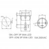 IC-180F 26mm Kalıcı Ledli Rocker Buton Power Simgeli 3P