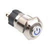 WD12A-G1-C 12mm Çıkık Yaylı Işıklı Power Metal Buton - Mavi