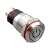 WD12A-P1-C 12mm Düz Yaylı Işıklı Power Metal Buton - Mavi