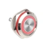 WD12C1-Pin-P1-E 12mm Düz Yaylı Işıklı Metal Buton - Kırmızı