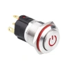 WD16A-G1-C 16mm Çıkık Yaylı Işıklı Power Metal Buton - Kırmızı
