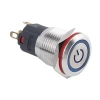 WD16A-P1-EC 16mm Düz Yaylı Işıklı Power Metal Buton - Mavi