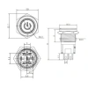 WD16A-P1-EC 16mm Düz Yaylı Işıklı Power Metal Buton - Yeşil