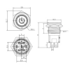 WD16A-P1Z-EC 16mm Düz Anahtarlı Işıklı Power Metal Buton - Mavi