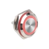 WD16C1-Pin-P1-E 16mm Düz Yaylı Işıklı Metal Buton - Kırmızı