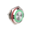 WD16C1-Pin-P1-E 16mm Düz Yaylı Işıklı Metal Buton - Yeşil