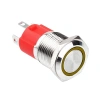 WD16D-P1-E 16mm Düz Yaylı Işıklı Metal Buton - Sarı