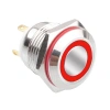 WD16H-P1-E 16mm Düz Yaylı Işıklı Metal Buton - Kırmızı