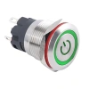WD19A-P1-EC 19mm Düz Yaylı Işıklı Power Metal Buton - Yeşil