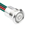 WD19D1-P2-EC 19mm Düz Yaylı Işıklı Power Kablolu Metal Buton - Beyaz