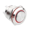 WD19H-G1-E 19mm Çıkık Yaylı Işıklı Metal Buton - Kırmızı