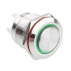 WD19H-G1-E 19mm Çıkık Yaylı Işıklı Metal Buton - Yeşil