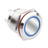 WD19H-P1-E 19mm Düz Yaylı Işıklı Metal Buton - Mavi