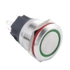 WD22B-P1-E 22mm Düz Yaylı Işıklı Metal Buton - Yeşil