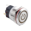 WD22B-P1Z-EC 22mm Düz Anahtarlı Işıklı Power Metal Buton - Sarı