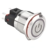 WD22E-P1-EC 22mm Düz Yaylı Işıklı Power Metal Buton - Beyaz