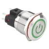 WD22E-P1Z-EC 22mm Düz Anahtarlı Işıklı Power Metal Buton - Yeşil