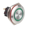 WD28B-P1-E 28mm Düz Yaylı Işıklı Metal Buton - Yeşil
