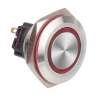WD30B-P1-E 30mm Düz Yaylı Işıklı Metal Buton - Kırmızı