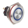 WD30B-P1-E 30mm Düz Yaylı Işıklı Metal Buton - Mavi