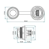YU-USB2-JSX-01-001 Su Geçirmez USB Konnektör - Dişi