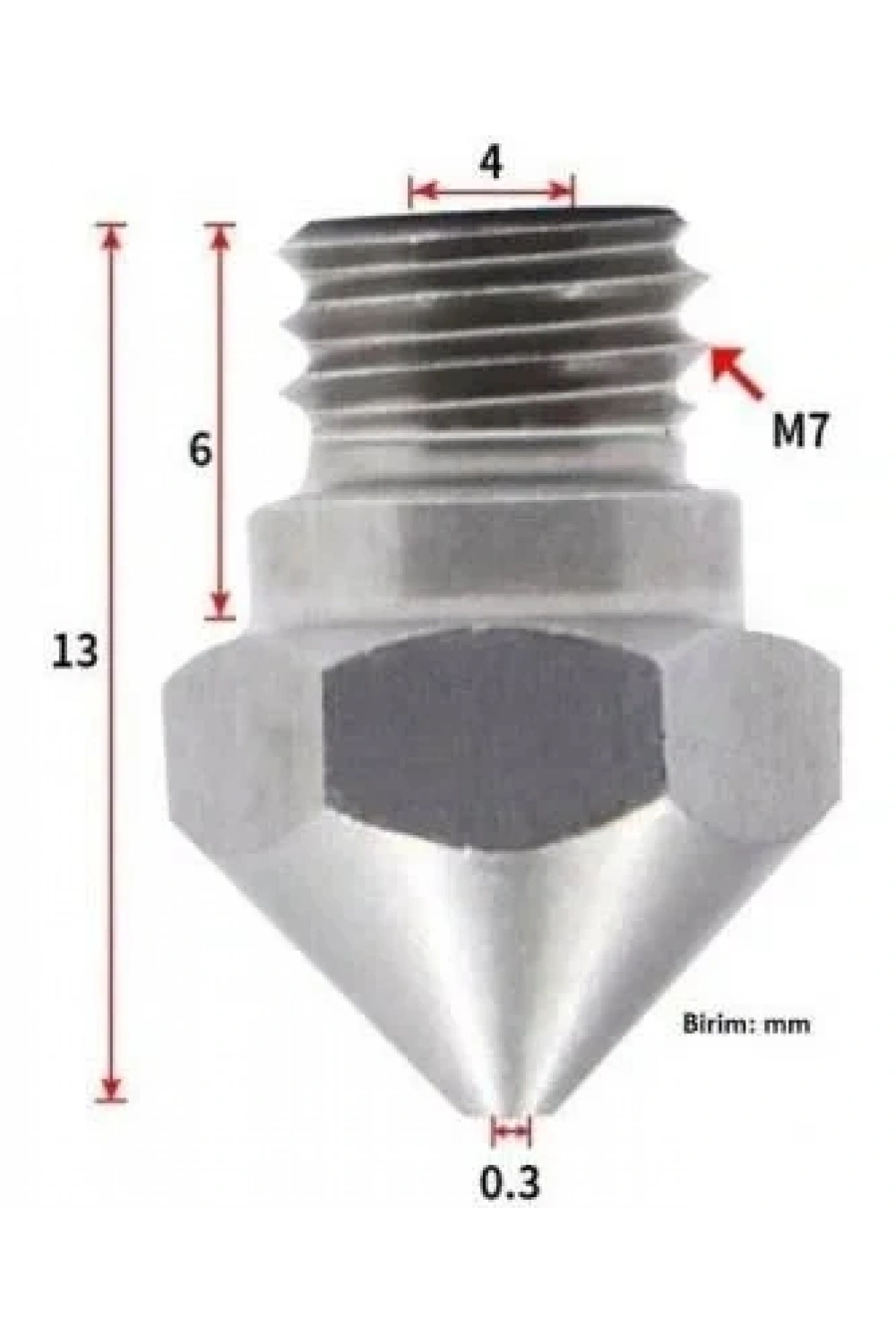 0.3mm Çelik Nozzle MK10-4mm-M7