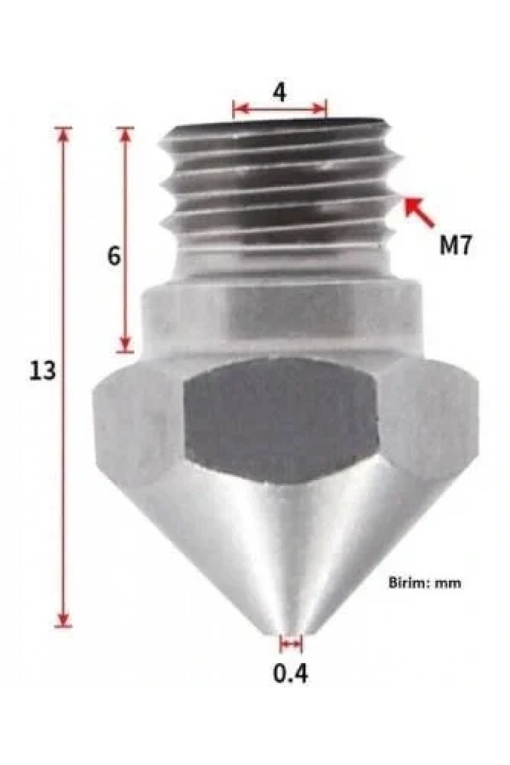 0.4mm Çelik Nozzle MK10-4mm-M7