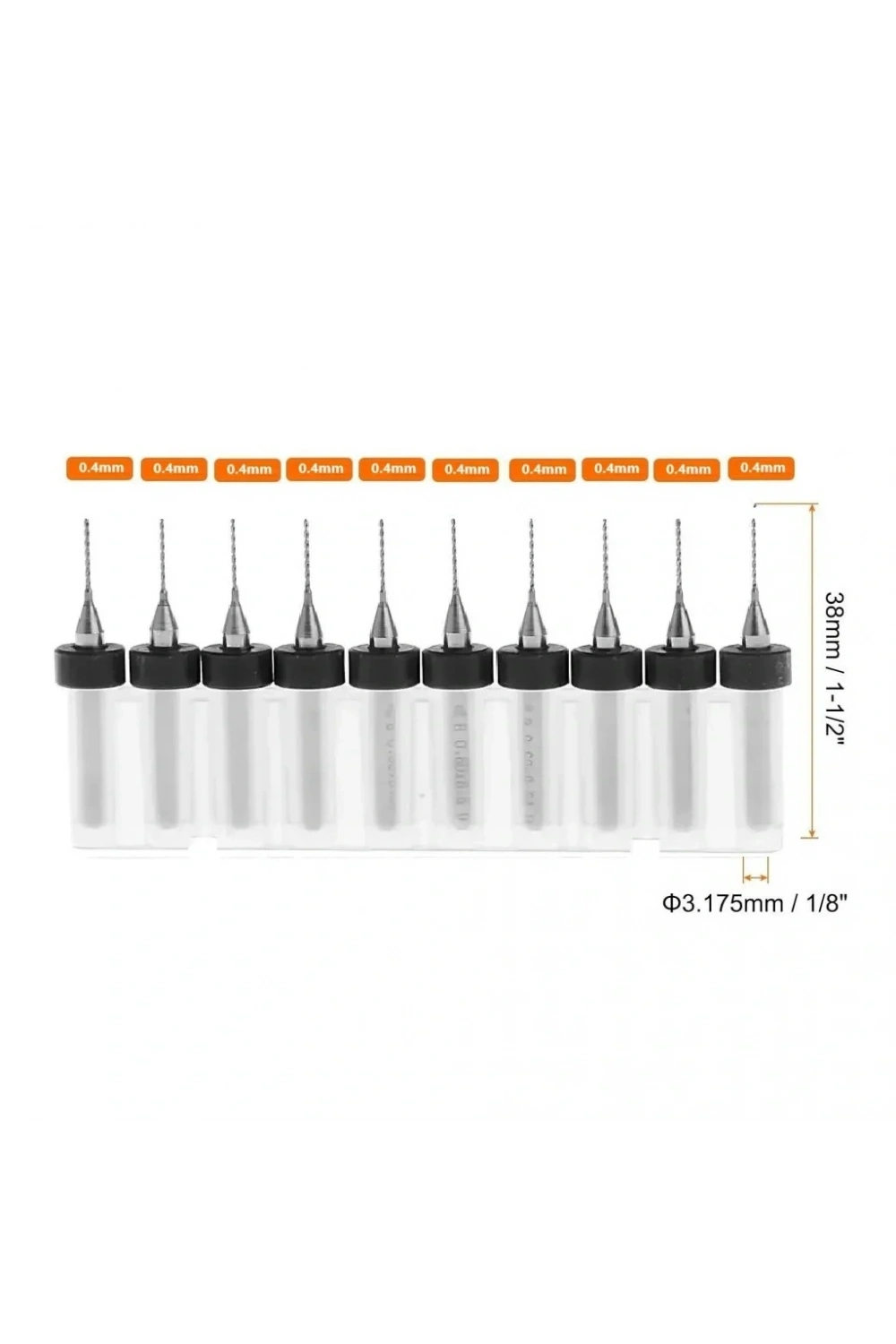 0.4mm PCB Matkap Ucu Seti - 10 Adet (Kutulu)