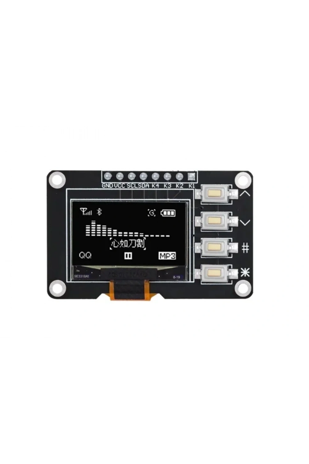 0.96 128x64 4 Pin Butonlu OLED Grafik LCD Ekran I2C SSD1315 Beyaz