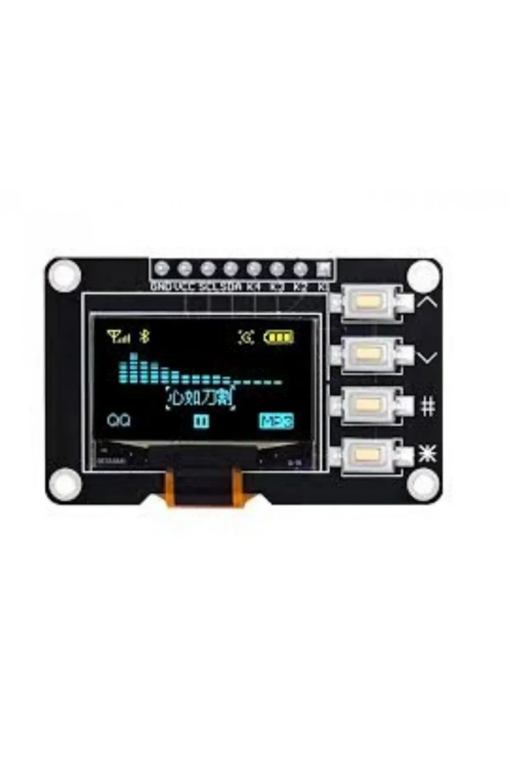 0.96 128x64 4 Pin Butonlu OLED Grafik LCD Ekran I2C SSD1315 Sarı-Mavi