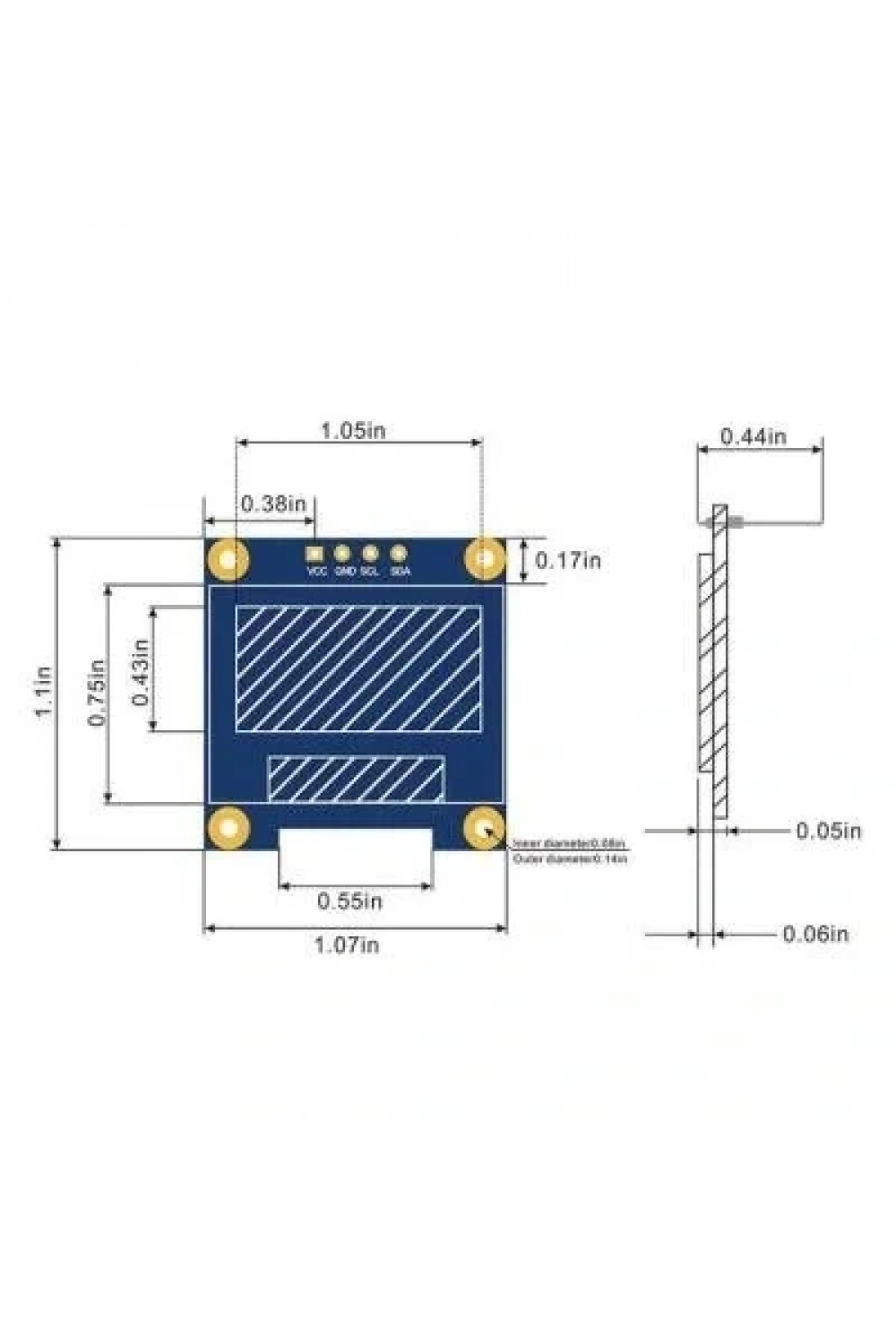 0.96 128x64 Oled Grafik Lcd Ekran - Sarı/Mavi