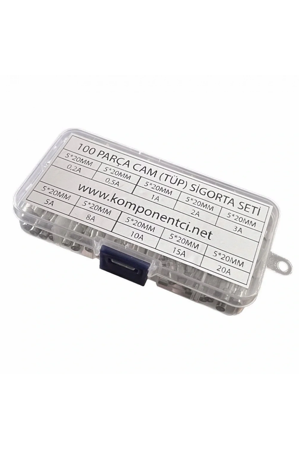 100 Parça 5x20mm Cam Sigorta Tüp Sigorta Seti Plastik Kutulu